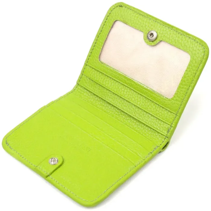 Яркий женский кошелек небольшого размера из натуральной кожи флотар CANPELLINI 21799 Салатовый