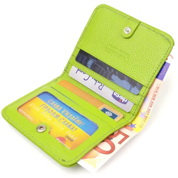 Яркий женский кошелек небольшого размера из натуральной кожи флотар CANPELLINI 21799 Салатовый