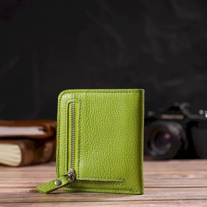 Яркий женский кошелек небольшого размера из натуральной кожи флотар CANPELLINI 21799 Салатовый