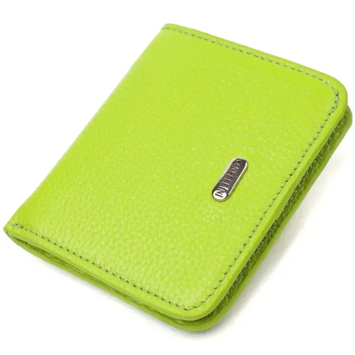 Яркий женский кошелек небольшого размера из натуральной кожи флотар CANPELLINI 21799 Салатовый