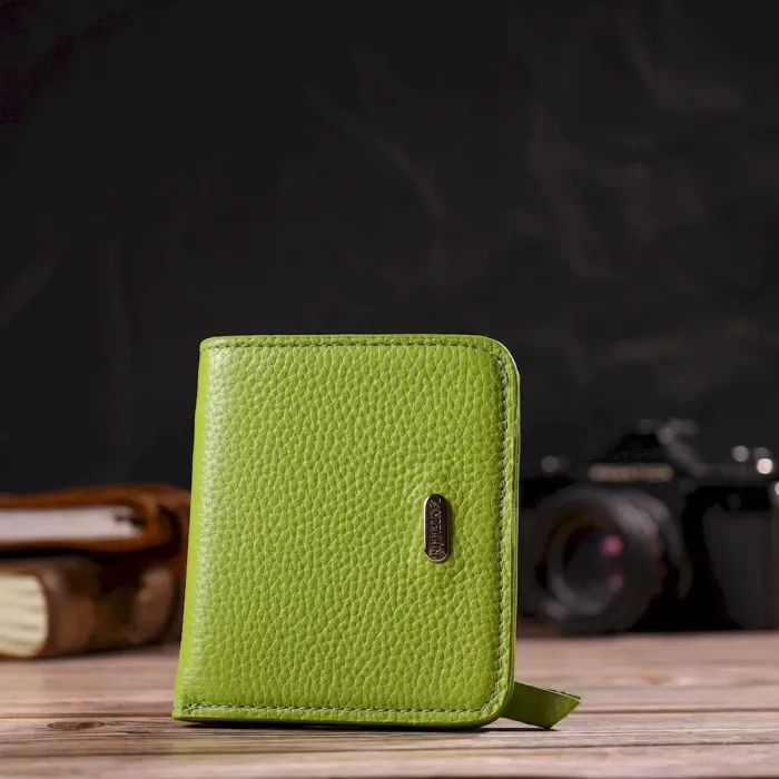 Яркий женский кошелек небольшого размера из натуральной кожи флотар CANPELLINI 21799 Салатовый