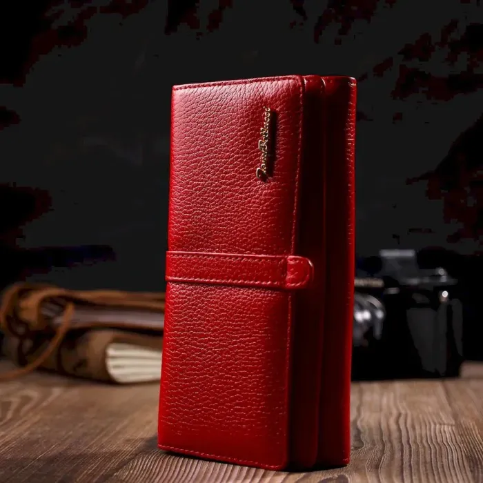 Яскравий жіночий гаманець з великою кількістю відділень із натуральної шкіри Tony Bellucci 21957 Червоний