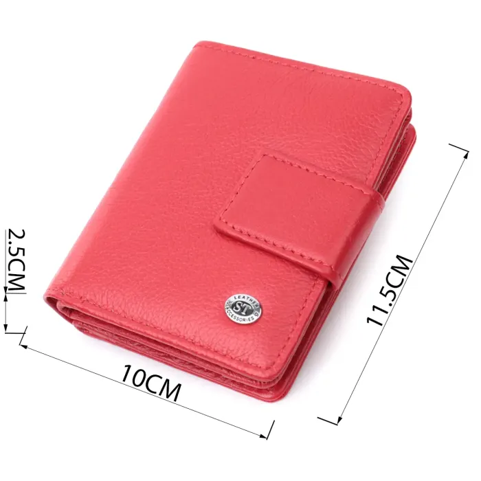 Яскравий жіночий гаманець з монетницею та блоком для пропусків із натуральної шкіри ST Leather 22714 Червоний