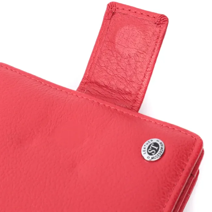 Яскравий жіночий гаманець з монетницею та блоком для пропусків із натуральної шкіри ST Leather 22714 Червоний