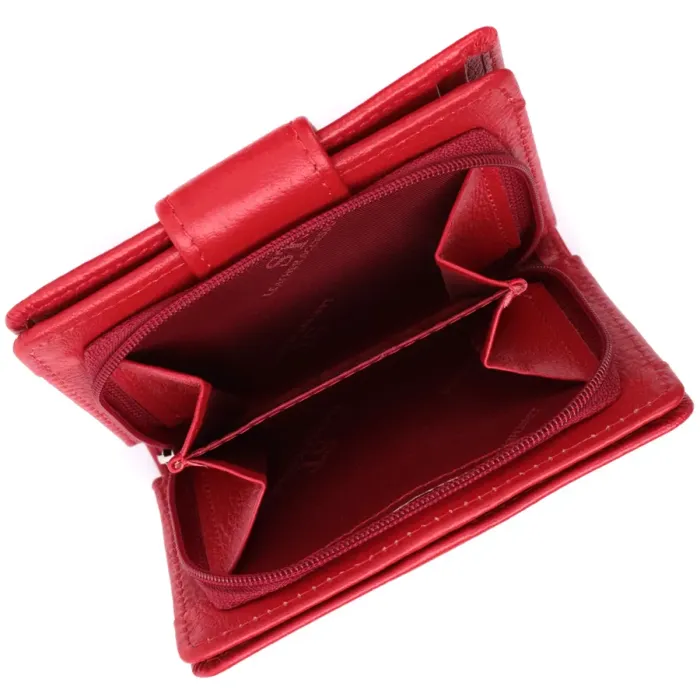 Яскравий жіночий гаманець з монетницею та блоком для пропусків із натуральної шкіри ST Leather 22714 Червоний