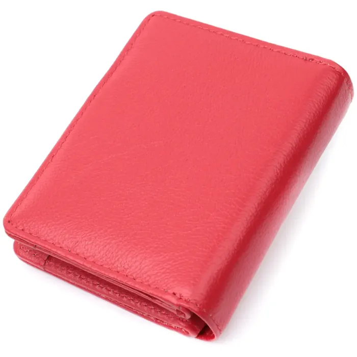 Яскравий жіночий гаманець з монетницею та блоком для пропусків із натуральної шкіри ST Leather 22714 Червоний