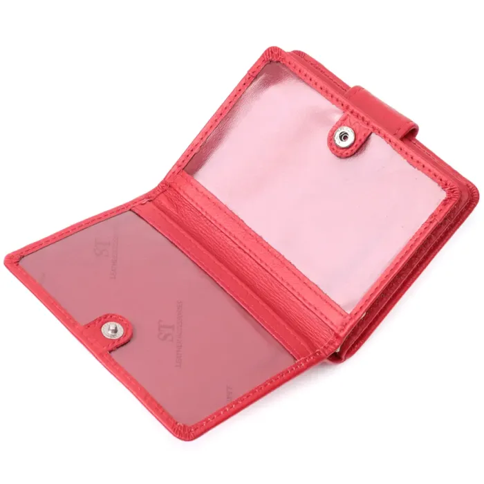 Яскравий жіночий гаманець з монетницею та блоком для пропусків із натуральної шкіри ST Leather 22714 Червоний