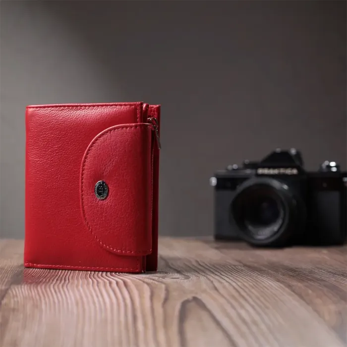 Яскравий жіночий гаманець із монетницею з натуральної шкіри ST Leather 22712 Червоний