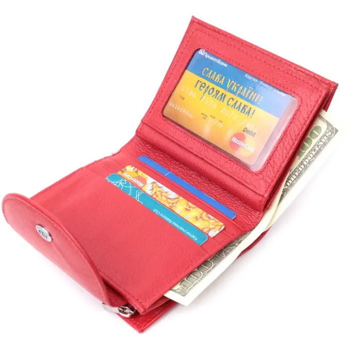 Яскравий жіночий гаманець із монетницею з натуральної шкіри ST Leather 22712 Червоний