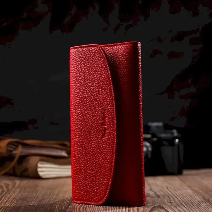 Яркий женский кошелек с монетницей на молнии из натуральной кожи Tony Bellucci 21969 Красный