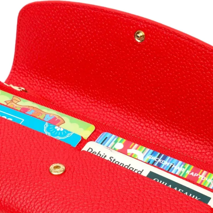 Яркий женский кошелек с монетницей на молнии из натуральной кожи Tony Bellucci 21969 Красный