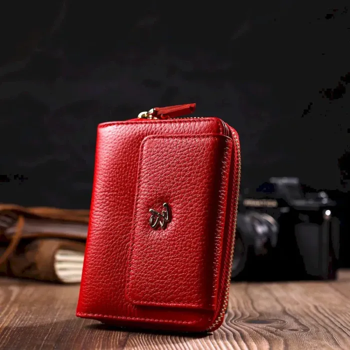 Яскравий жіночий гаманець із місткою монетницею на блискавці з натуральної шкіри Tony Bellucci 22013 Червоний