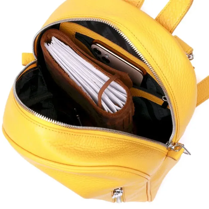 Яскравий жіночий рюкзак з натуральної шкіри Shvigel 16321 Жовтий