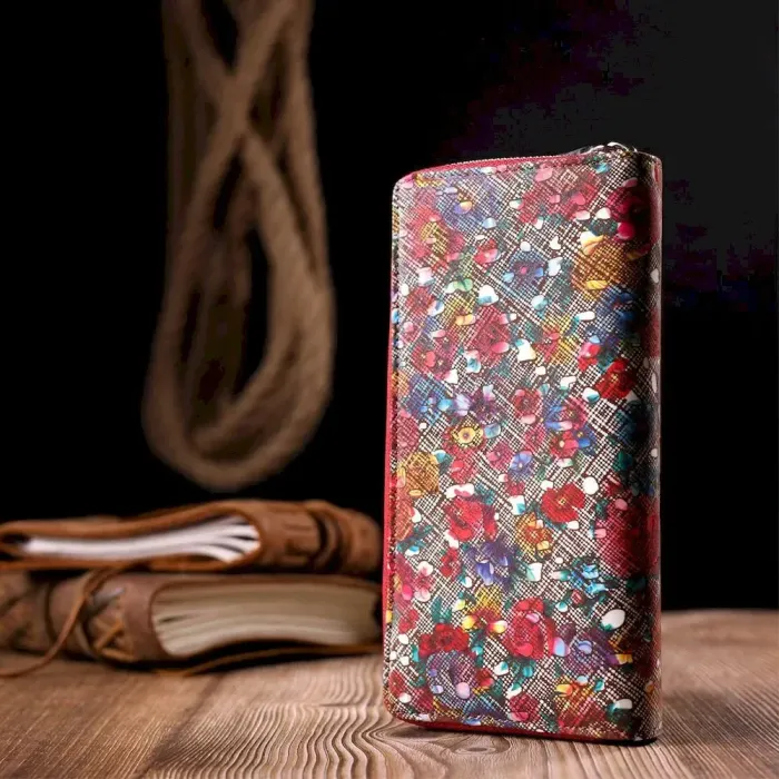 Яскраве жіноче велике портмоне з фактурної натуральної шкіри KARYA 21103