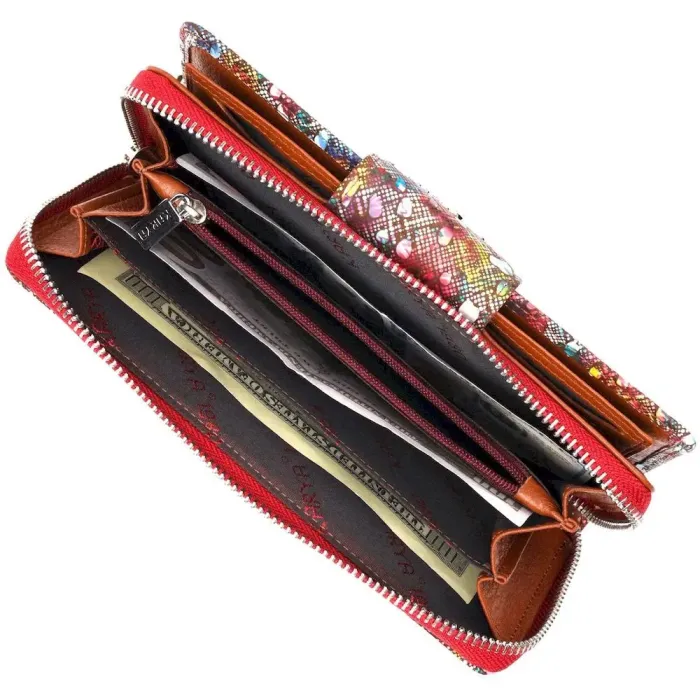 Яскраве жіноче велике портмоне з фактурної натуральної шкіри KARYA 21103