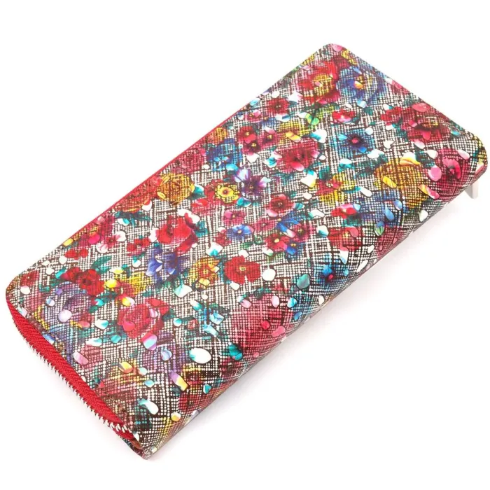 Яскраве жіноче велике портмоне з фактурної натуральної шкіри KARYA 21103