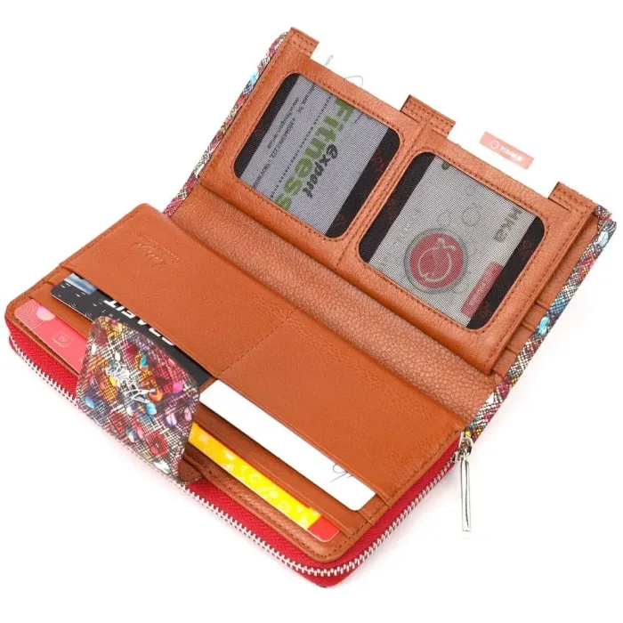 Яскраве жіноче велике портмоне з фактурної натуральної шкіри KARYA 21103