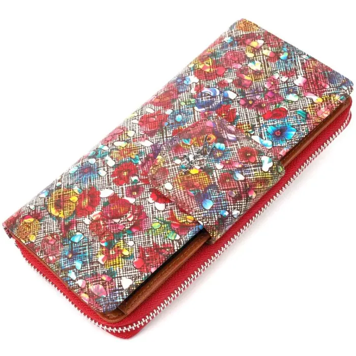 Яскраве жіноче велике портмоне з фактурної натуральної шкіри KARYA 21103