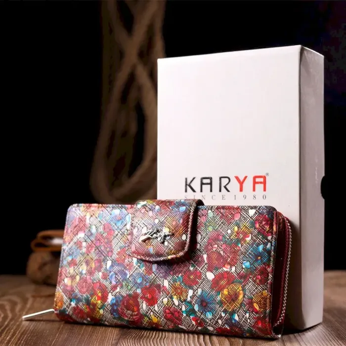 Яскраве жіноче велике портмоне з фактурної натуральної шкіри KARYA 21103