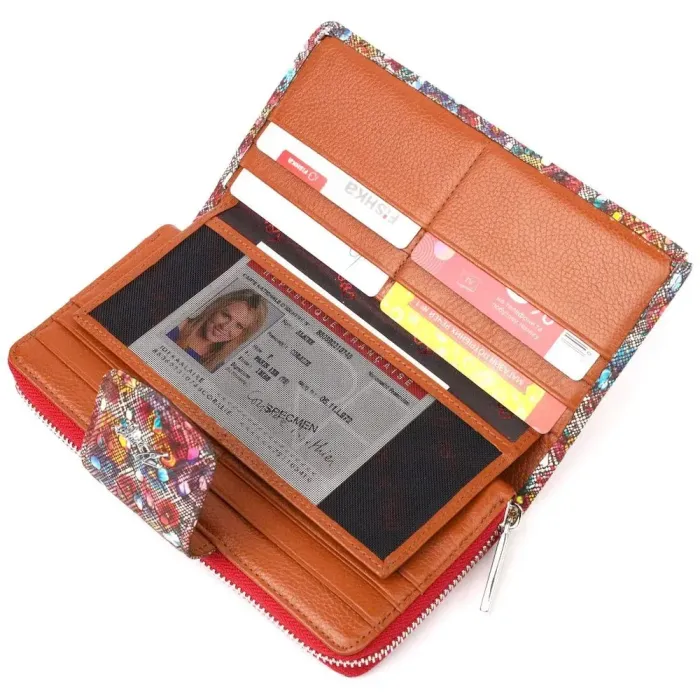 Яскраве жіноче велике портмоне з фактурної натуральної шкіри KARYA 21103