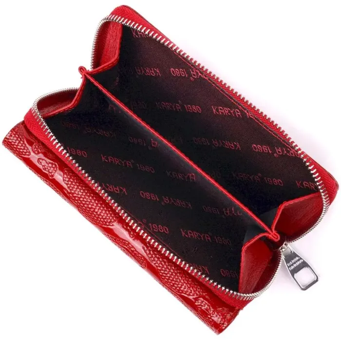 Яркое женское портмоне из лакированной фактурной кожи KARYA 21428 Красный