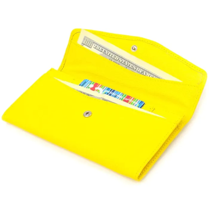 Яскраве жіноче портмоне з натуральної шкіри флотар CANPELLINI 21697 Жовте