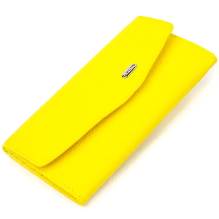 Яскраве жіноче портмоне з натуральної шкіри флотар CANPELLINI 21697 Жовте