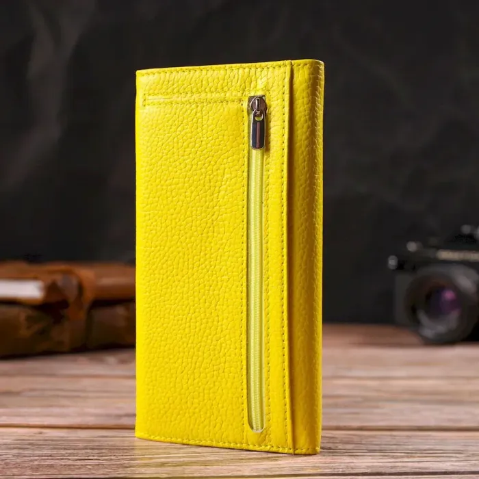 Яскраве жіноче портмоне з натуральної шкіри флотар CANPELLINI 21697 Жовте