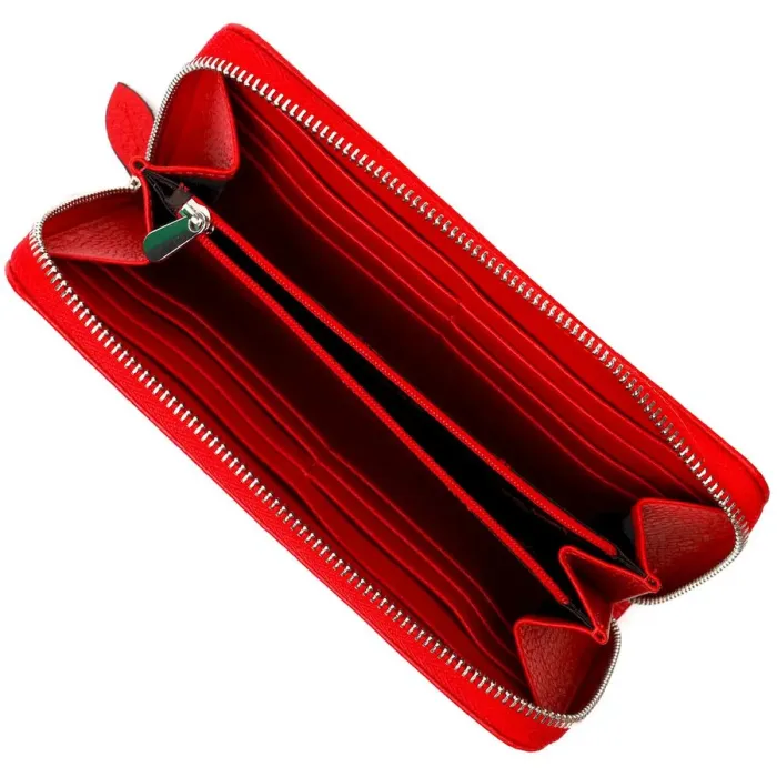 Яскраве жіноче портмоне на блискавці з натуральної шкіри Tony Bellucci 21972 Червоний