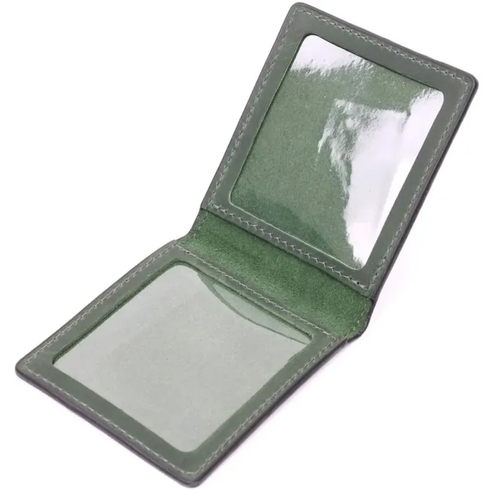 Качественная кожаная обложка на удостоверение участника боевых действий GRANDE PELLE 11664 Зеленый