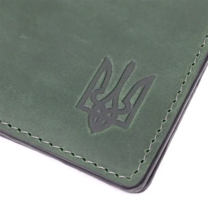 Качественная кожаная обложка на удостоверение участника боевых действий GRANDE PELLE 11664 Зеленый