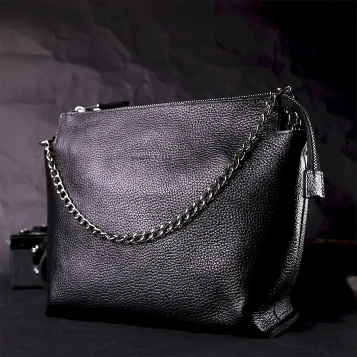 Качественная женская сумка из натуральной кожи GRANDE PELLE 11655 Черная