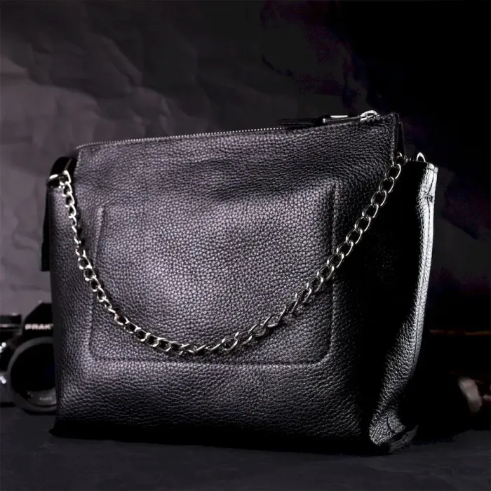 Качественная женская сумка из натуральной кожи GRANDE PELLE 11655 Черная