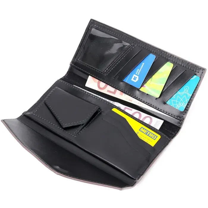 Якісний гаманець із монетницею зовні з натуральної шкіри GRANDE PELLE 11648 Пудровий