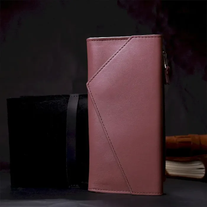 Якісний гаманець із монетницею зовні з натуральної шкіри GRANDE PELLE 11648 Пудровий