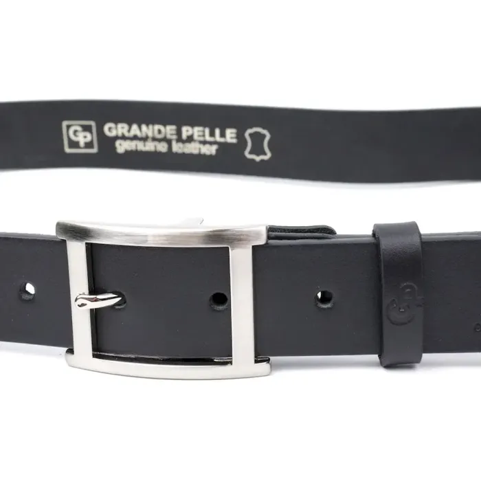 Якісний пояс під штани для чоловіків з натуральної шкіри GRANDE PELLE 11689 Чорний