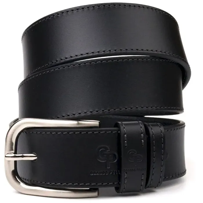 Якісний ремінь для чоловіків з натуральної шкіри Grande Pelle 21463 Чорний