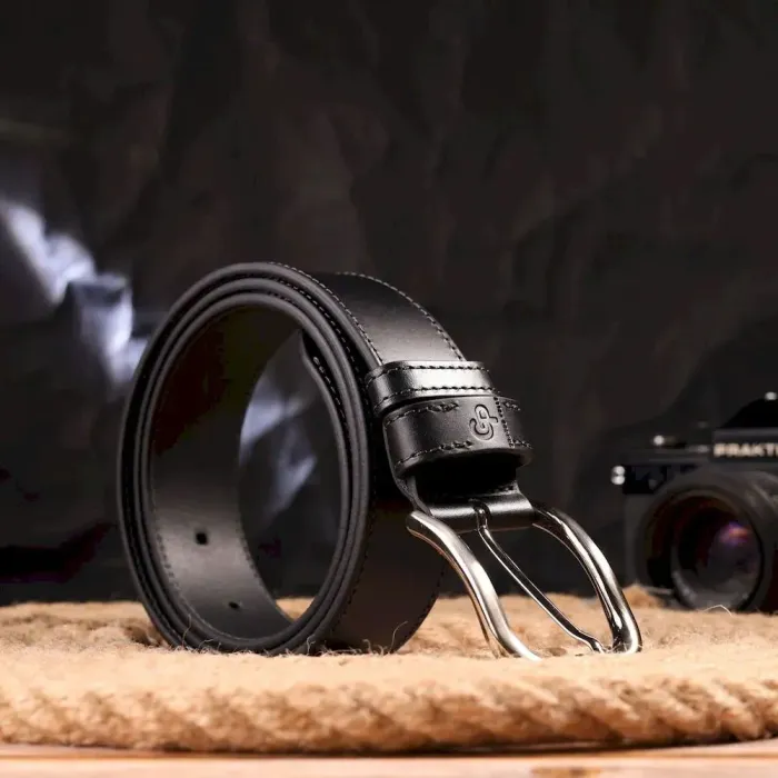 Якісний ремінь для чоловіків з натуральної шкіри Grande Pelle 21463 Чорний