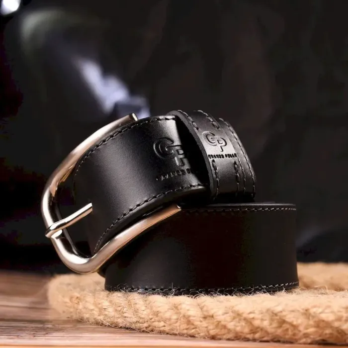 Якісний ремінь для чоловіків з натуральної шкіри Grande Pelle 21463 Чорний