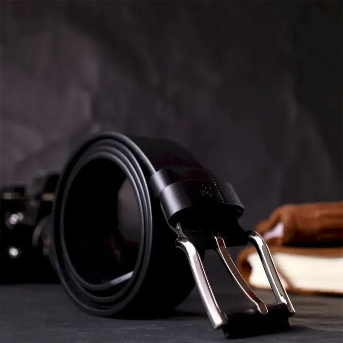 Якісний ремінь під джинси з натуральної шкіри GRANDE PELLE 11685 Чорний