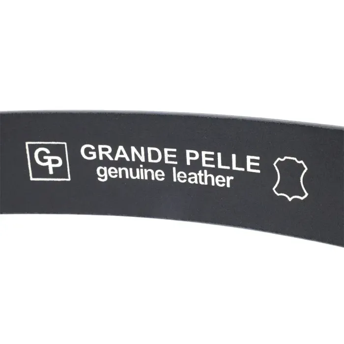Якісний ремінь під джинси з натуральної шкіри GRANDE PELLE 11685 Чорний
