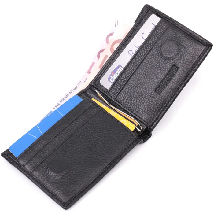 Якісний затиск із натуральної шкіри ST Leather 22472 Чорний