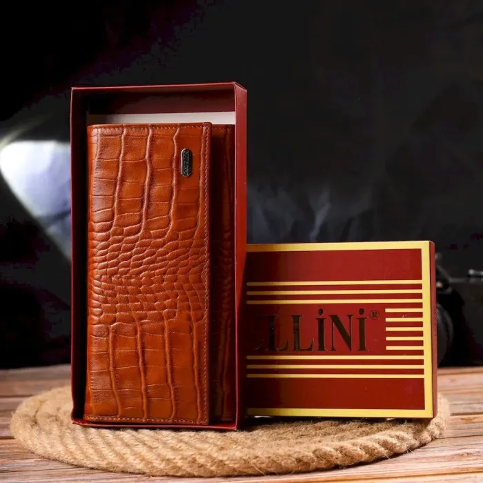 Якісний жіночий гаманець із монетницею з натуральної фактурної шкіри CANPELLINI 21528 Рудий