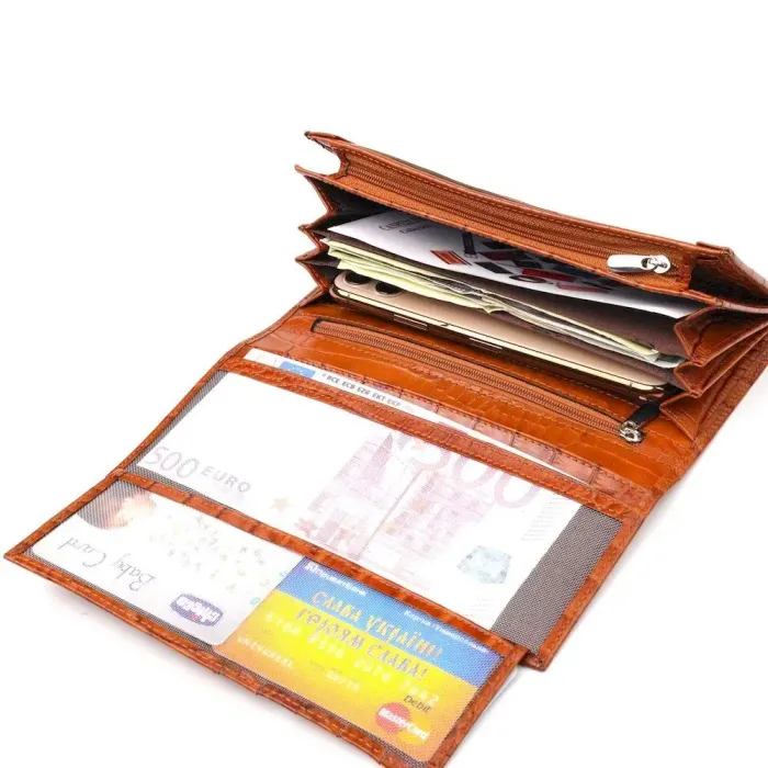 Якісний жіночий гаманець із монетницею з натуральної фактурної шкіри CANPELLINI 21528 Рудий