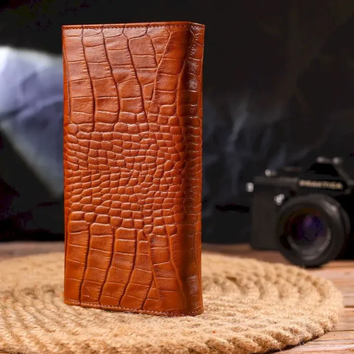 Якісний жіночий гаманець із монетницею з натуральної фактурної шкіри CANPELLINI 21528 Рудий