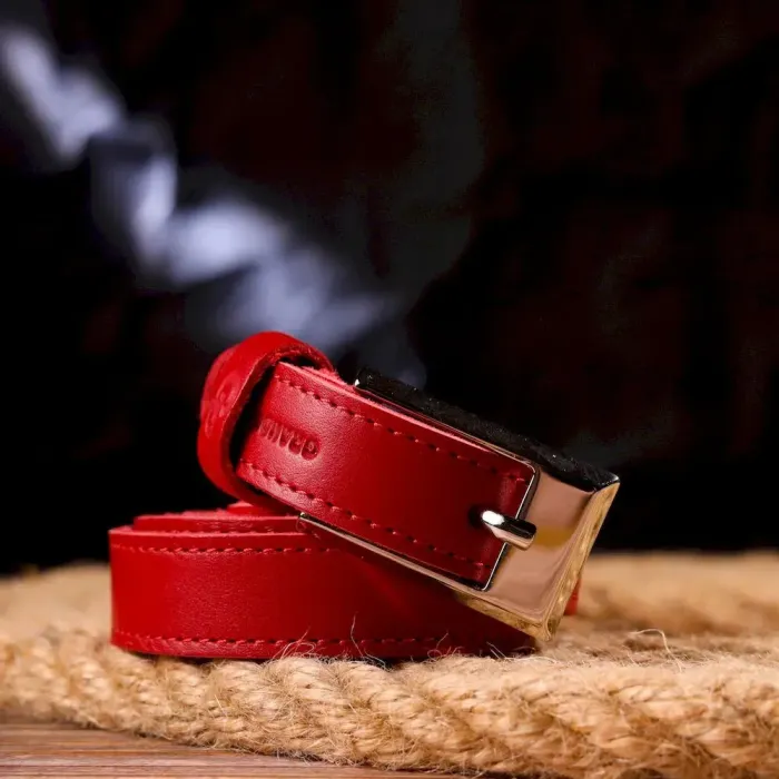Якісний жіночий ремінь із натуральної шкіри Grande Pelle 21446 Червоний