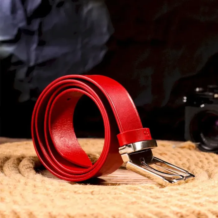 Якісний жіночий ремінь із натуральної шкіри Grande Pelle 21456 Червоний