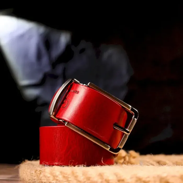 Якісний жіночий ремінь із натуральної шкіри Grande Pelle 21456 Червоний