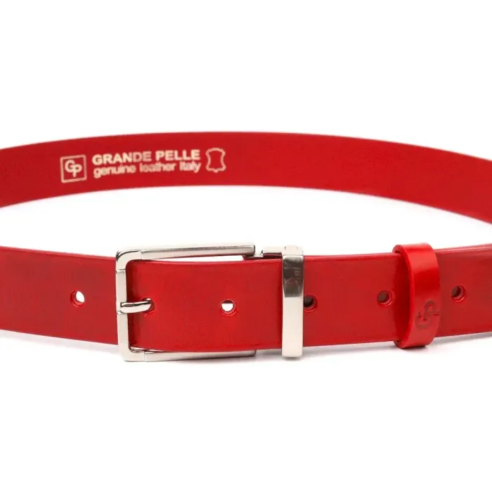 Якісний жіночий ремінь із натуральної шкіри Grande Pelle 21456 Червоний