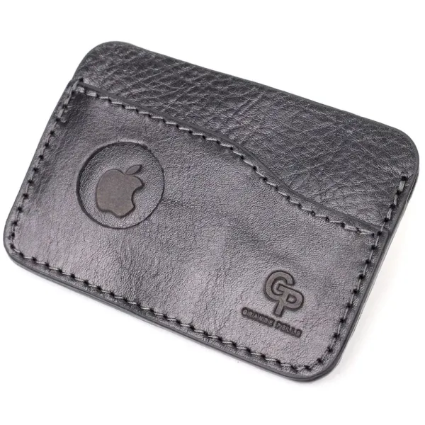Картхолдер горизонтального типу з утримувачем для Apple AirTag з натуральної шкіри GRANDE PELLE 11613 Чорний
